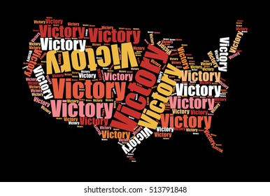 Stylish USA Map with Multicolor Victory Text