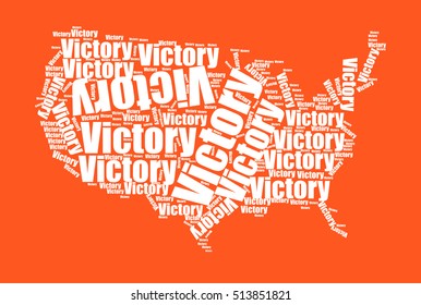 Stylish USA Map with Victory Word Cloud