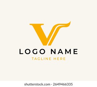 Stylish V with Horn Logo vector image