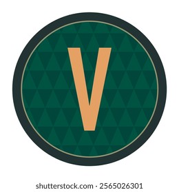 A stylish V icon in orange with gold accents on a dark green background. This design includes subtle triangular patterns, making it ideal for sleek and modern branding.