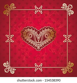 Stylish Valentines Card with Classical seamless wallpaper with Paisley and Floral Design 