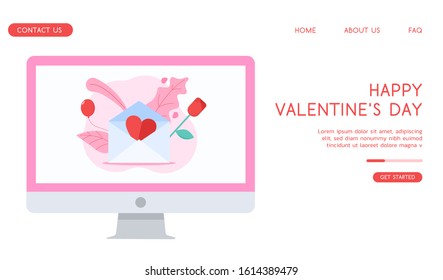 Stylish Valentine's Day vector flat illustration. 