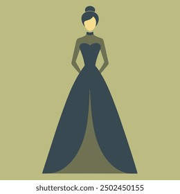 Stylish vector artwork of a girls' fashion dress design, perfect for modern apparel and boutique illustrations. Ideal for creating trendy, chic, and feminine digital fashion projects.
