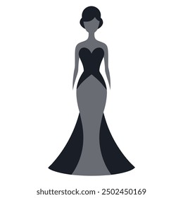Stylish vector artwork of a girls' fashion dress design, perfect for modern apparel and boutique illustrations. Ideal for creating trendy, chic, and feminine digital fashion projects.
