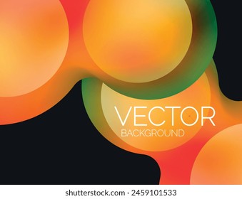 A stylish vector background featuring a black background with amber, orange, and green circles. Perfect for adding a pop of color to any design project