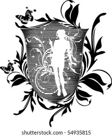 stylish vector background with flower and sexy woman silhouette