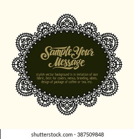 stylish vector background is in imitation of lace fabric, best for covers, menus, branding, labels, design of package of coffee or tea, etc.