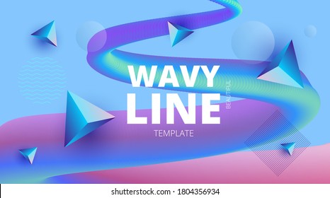
stylish vector background with multicolored wavy line and other geometric shapes