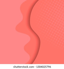 Stylish vector background with vintage element in modern style in coral trendy color.