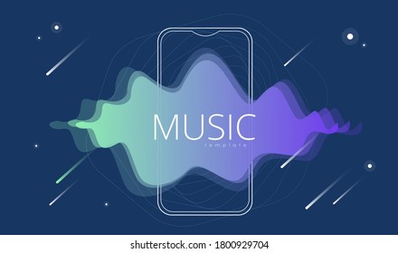 
stylish vector banner with dark background and mobile phone icon