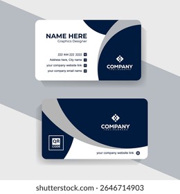 Stylish Vector Business Card Design with Navy Blue and White for Professionals