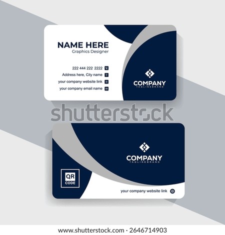 Stylish Vector Business Card Design with Navy Blue and White for Professionals