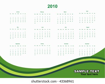 Stylish vector calendar for 2010