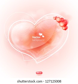 Stylish vector card with soft glossy decorated heart.