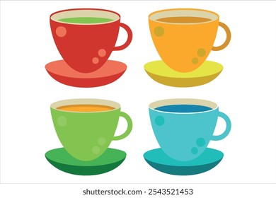 Stylish vector design of a collection of coffee cups, Hot coffee beverage group graphics in vector format