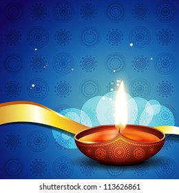 stylish vector diya on artistic background illustration