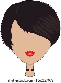Stylish vector drawing of a hairstyle of a young brunette girl, on an isolated background.
