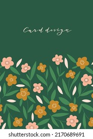 Stylish vector floral frame for your text. Summer botany greeting card in hand-drawn style. 