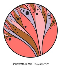 Elegante monograma floral vectorial aislado, diseño gráfico deja logotipo o emblema en forma de círculo, plantilla para el logotipo de hotel o salón, elemento lineal de estilo clásico.