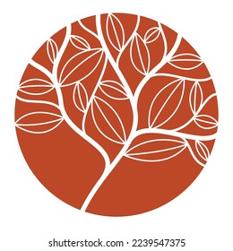 Elegante monograma floral vectorial aislado, diseño gráfico deja logotipo o emblema en forma de círculo, plantilla para el logotipo de hotel o salón, elemento lineal de estilo clásico.