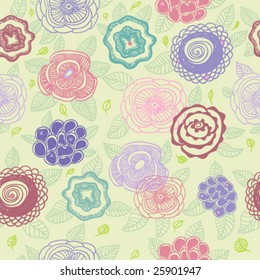 Stylish vector floral pattern with cute flowers