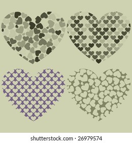 Stylish vector hearts in stylish colors
