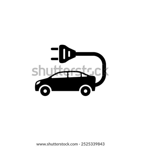 Stylish vector icon of an electric car with a plug, symbolizing eco-friendly transportation.