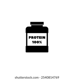 Icono de Vector elegante que ilustra un frasco de suplemento de proteína, perfecto para aplicaciones de salud y fitness.