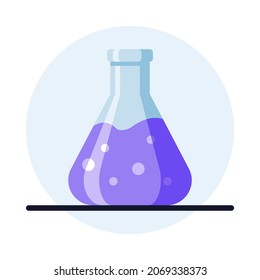 Stylish vector icon of laboratory flask with vaccine