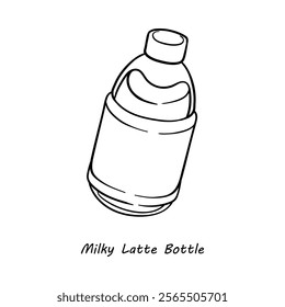 Stylish vector icon of milky latte coffee bottle.