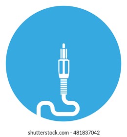 Stylish vector icon. video cable plug on a blue circular background. Vector illustration