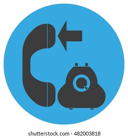 stylish vector icons. Grey phone with an arrow on a blue circular background. Vector illustration