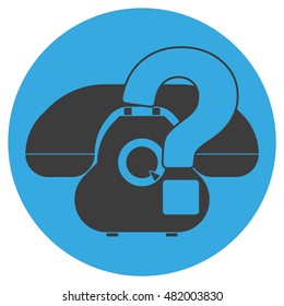 stylish vector icons. Grey phone with a question mark on a round blue background color. Vector illustration