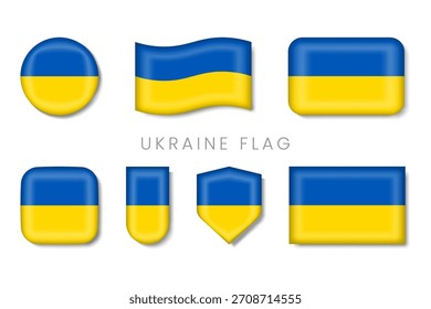 Stylish Vector Icons of the Ukraine Flag – Blue and Yellow Theme