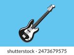 Stylish Vector Illustration of a Black and White Bass Guitar for Music and Design Projects