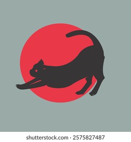 Stylish vector illustration of a chilled and peaceful cat