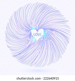 Stylish vector illustration circle of lines with heart inside 