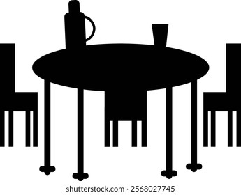 Stylish vector illustration of a dining table and chairs silhouette, perfect for design projects.