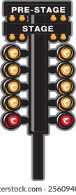 Stylish vector illustration of a drag racing light tree, displaying pre-stage and stage lights, essential for any motorsport enthusiast and racing event