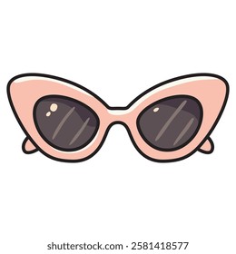 A stylish vector illustration of fashion cat-eye sunglasses, featuring a sleek and elegant design with sharp, upward-angled frames. 