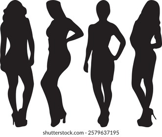 A stylish vector illustration of a female bodycon dress silhouette, showcasing an elegant and form-fitting design. This minimalistic and modern artwork represents fashion, beauty, and sophistication. 