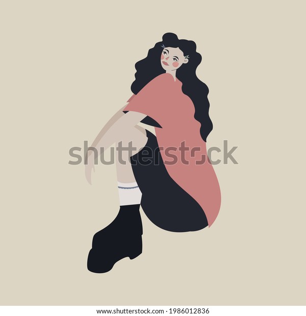 Stylish Vector Illustration Girl Long Hair Stock Vector Royalty Free 1986012836 Shutterstock 0211