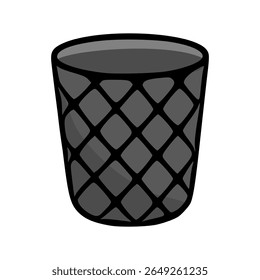 Stylish vector illustration of a gray trash can with a unique diamond-shaped grid pattern, perfect for modern design projects.