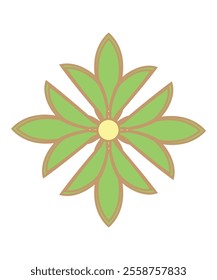 Stylish vector illustration of a green flower with pointed leaves. Suitable for eco-friendly designs, nature projects, or decorations.
