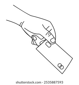 Stylish vector illustration of a hand holding a credit card, ideal for financial and shopping-related designs.