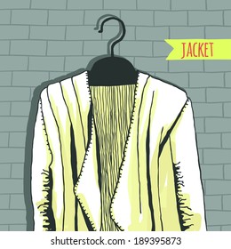 Stylish vector illustration jacket, brick wall