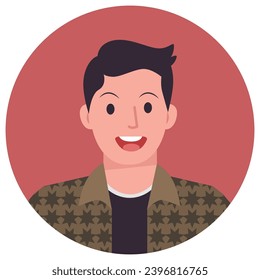 Stylish vector illustration of a man in a bright brown shirt, featuring a flat design style