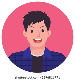 Stylish vector illustration of a man in a bright blue shirt, featuring a flat design style