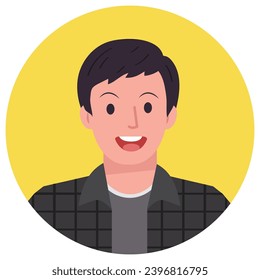 Elegante ilustración vectorial de un hombre con una camisa negra brillante, con un estilo de diseño plano