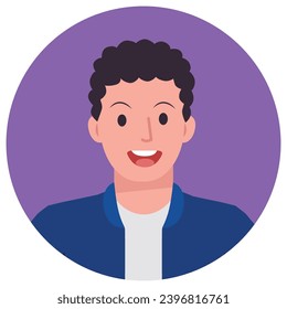Stylish vector illustration of a man in a plain bright blue jacket, featuring a flat design style